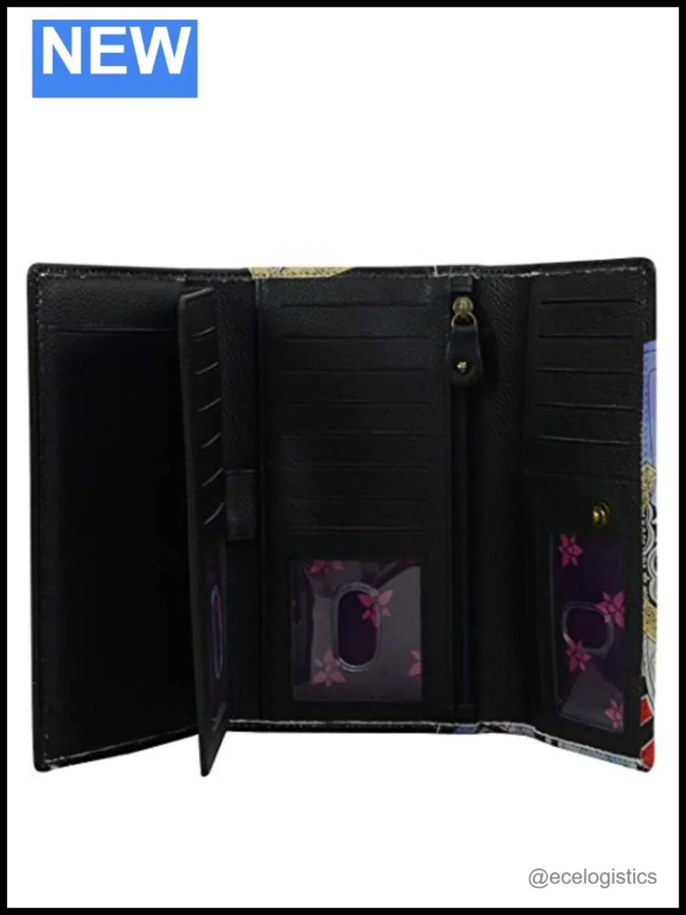 Hand-Painted Genuine Leather RFID Checkbook Clutch Wallet